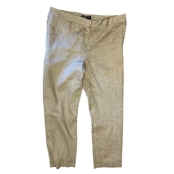 Jones New York Collection Pants Slacks Trousers SZ 16 Linen Brown Straight Leg - Picture 3 of 9